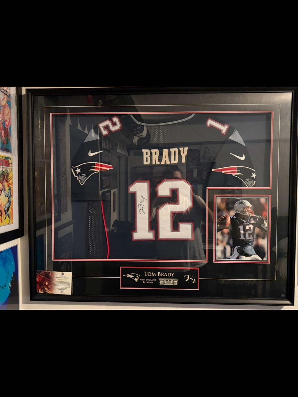 Tom Brady Patriots Signed Autograph Framed NFL Football Jersey With COA